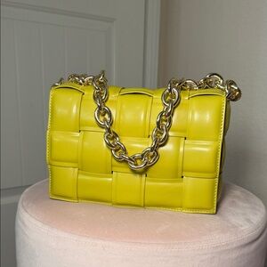 Yellow Cassette Chain Strap bag